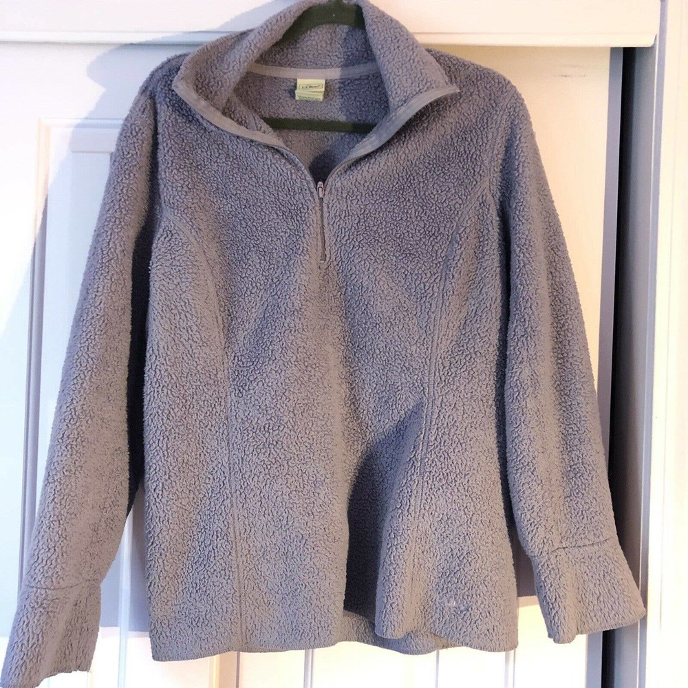 Vintage LL Bean L Large Fleece Purple Quarter Zip
